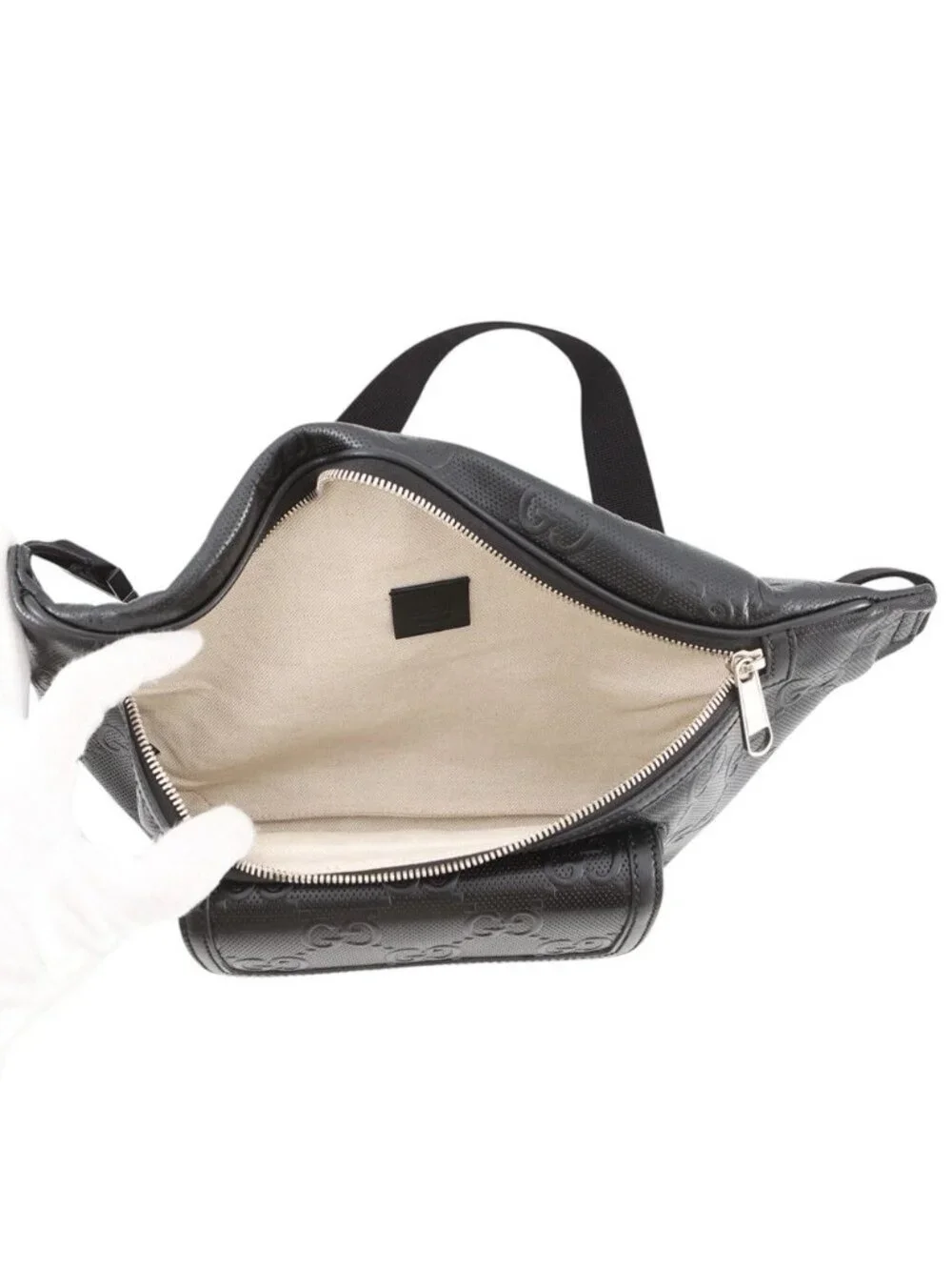 Gucci Belt Bag GG Embossed Bag Leather Black